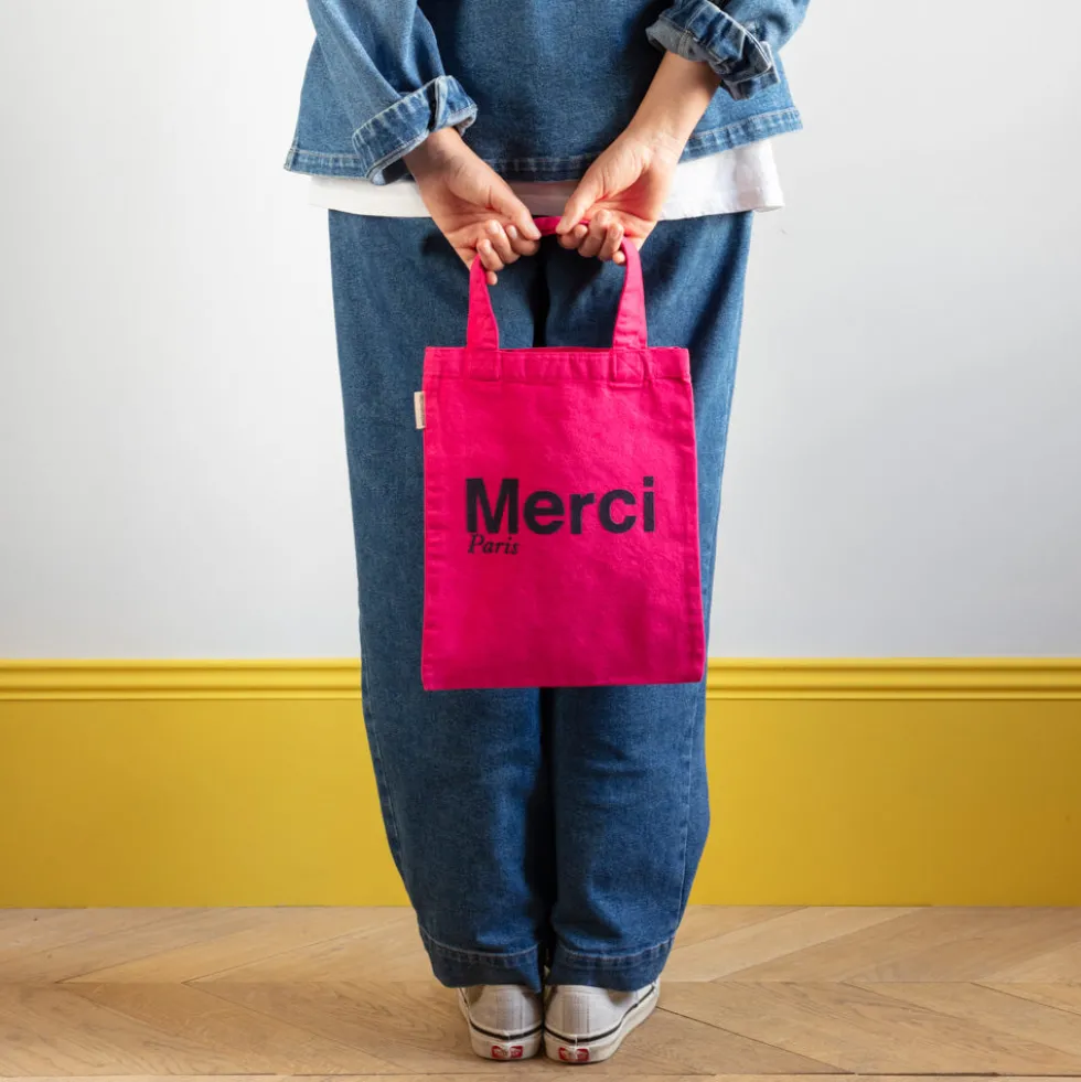 Merci - Tote Bag en coton - Rose & Marine