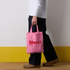 Merci - Tote Bag en coton - Rose & Rouge