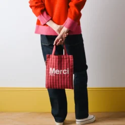 Merci - Tote Bag en coton - Rose, Vin & Crème