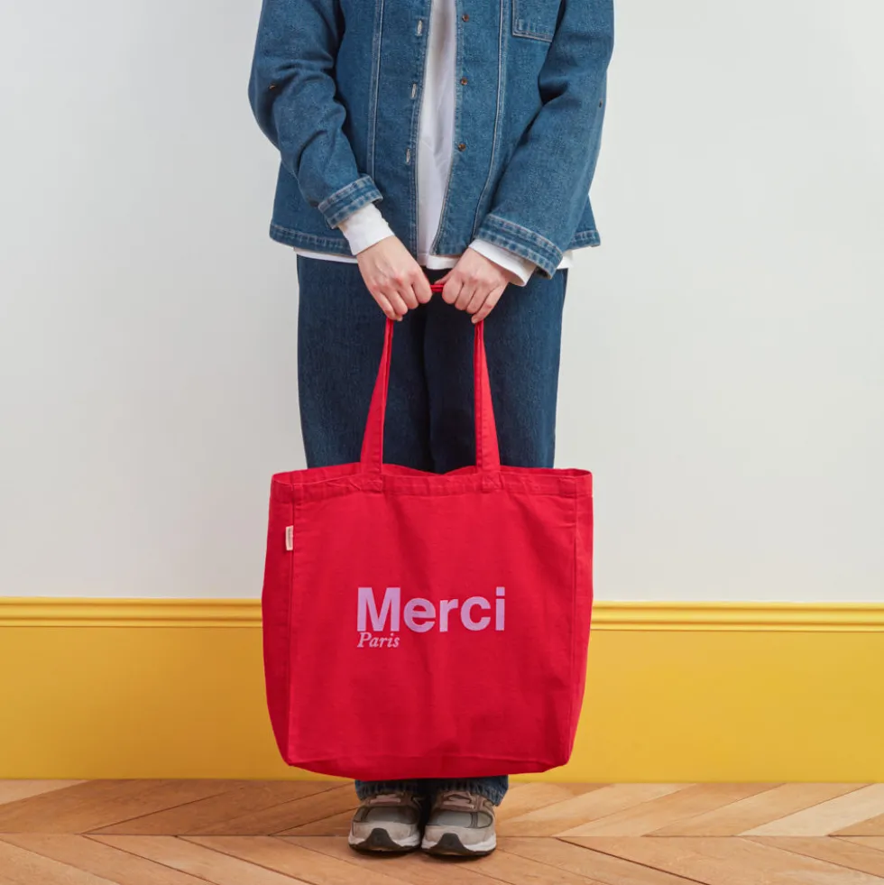 Merci - Tote Bag en coton - Rouge & Violet