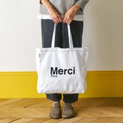 Merci - Tote Bag en coton Stitch - Blanc