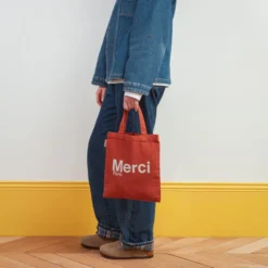 Merci - Tote Bag en coton - Terracotta & Blanc
