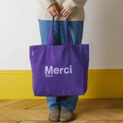 Merci - Tote Bag en coton - Violet & Lila
