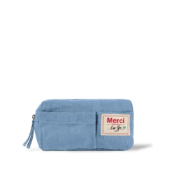 Merci - Trousse en lin lavé - Bleu Primaire