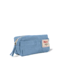 Merci - Trousse en lin lavé - Bleu Primaire