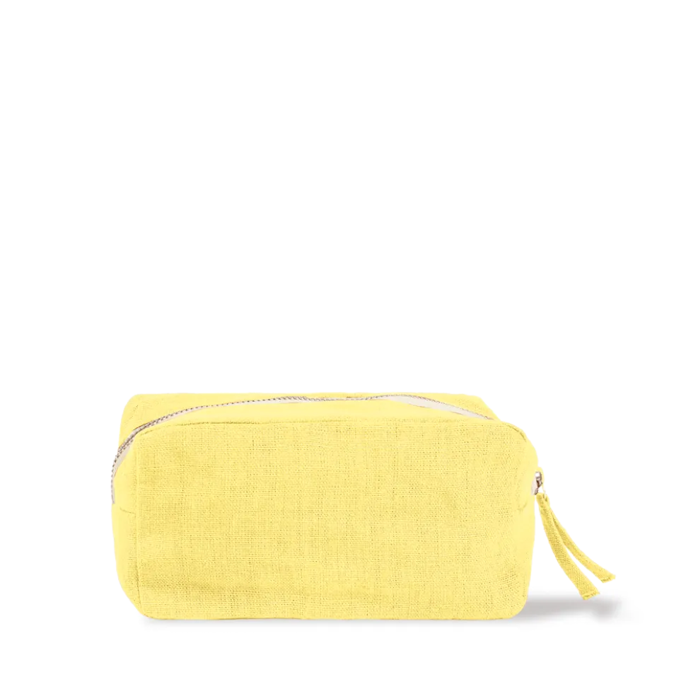 Merci - Trousse en lin lavé - Jaune Citronnade