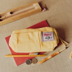 Merci - Trousse en lin lavé - Jaune Citronnade