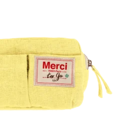 Merci - Trousse en lin lavé - Jaune Citronnade