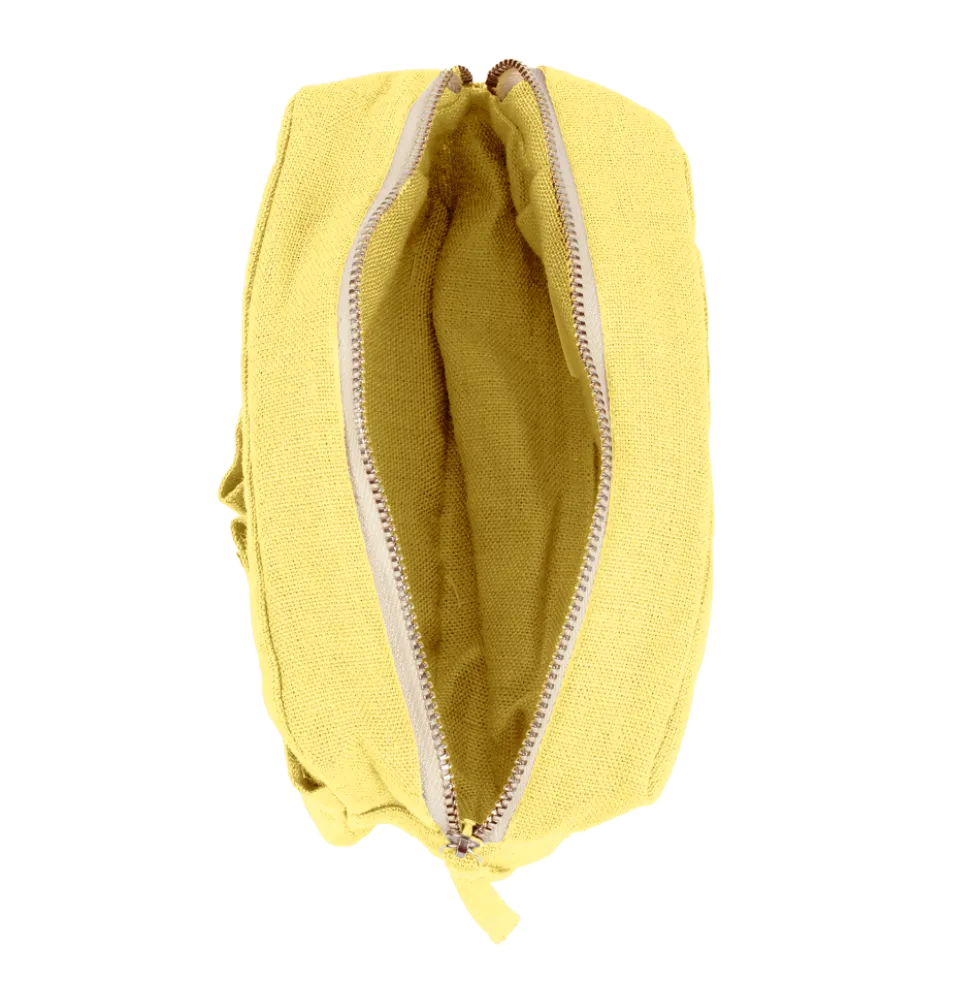 Merci - Trousse en lin lavé - Jaune Citronnade