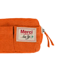 Merci - Trousse en lin lavé - Orange Zeste
