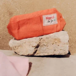 Merci - Trousse en lin lavé - Orange Zeste