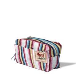 Merci - Trousse en lin lavé - Rayures Parasol