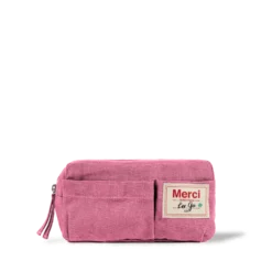 Merci - Trousse en lin lavé - Rose Garance