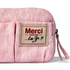 Merci - Trousse en lin lavé - Rose Granité