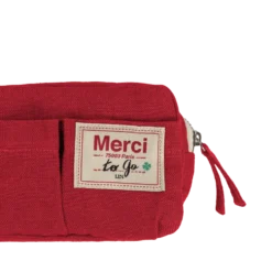 Merci - Trousse en lin lavé - Rouge Vermillon