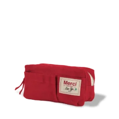 Merci - Trousse en lin lavé - Rouge Vermillon