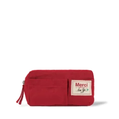 Merci - Trousse en lin lavé - Rouge Vermillon