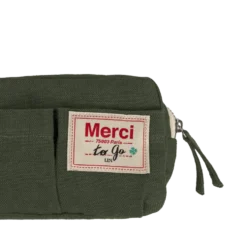 Merci - Trousse en lin lavé - Vert Oxyde