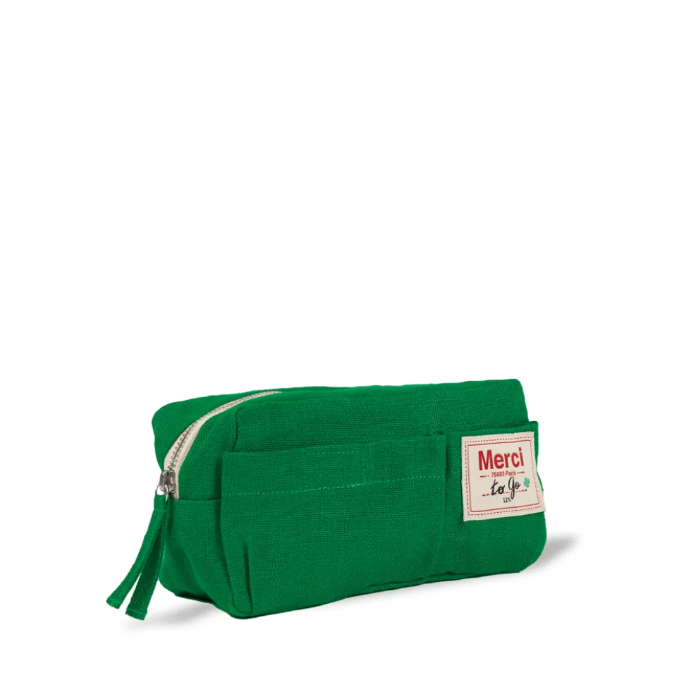 Merci - Trousse en lin lavé - Vert Potager