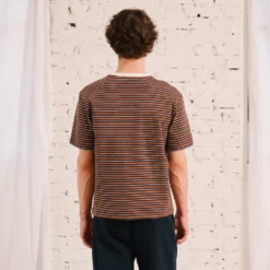 Merci - T-Shirt Rob Rayures - Marron & Marine