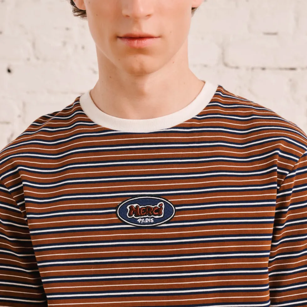 Merci - T-Shirt Rob Rayures - Marron & Marine