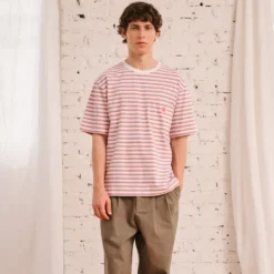 Merci - T-Shirt Vadim Rayé - Blanc & Mauve