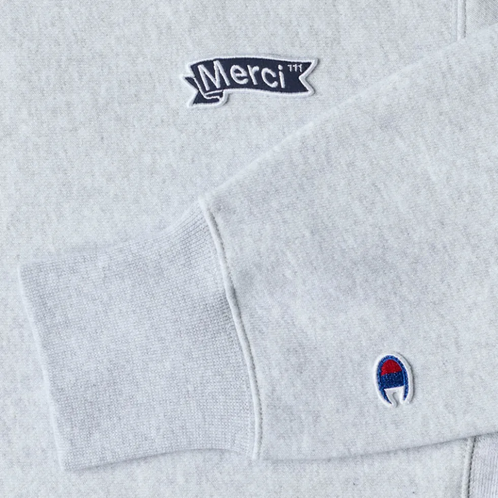 Merci x Champion - Sweat à Capuche Merci Patch- Gris