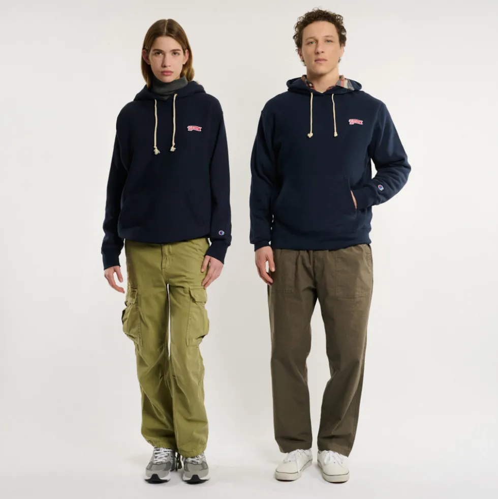 Merci x Champion - Sweat à Capuche Merci Patch - Navy