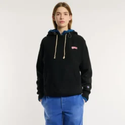 Merci x Champion - Sweat à Capuche Merci Patch - Noir