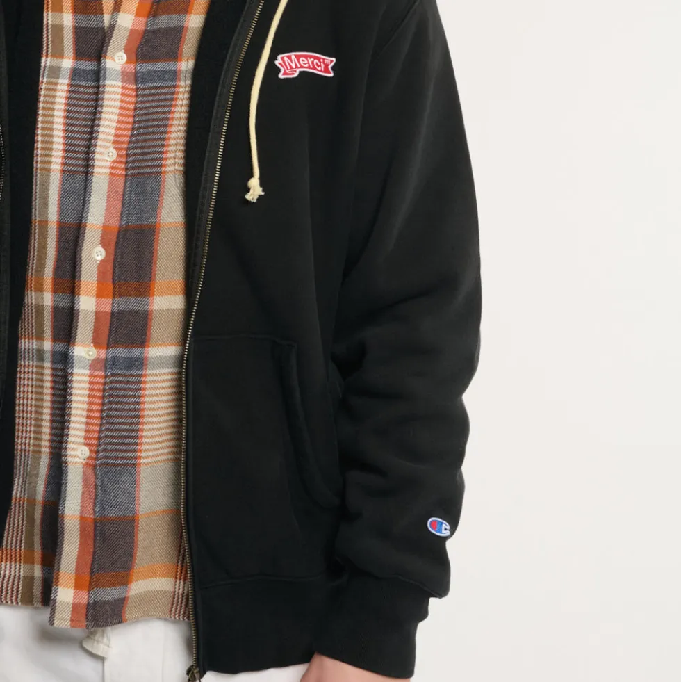 Merci x Champion - Sweat Full Zip Patch - Noir