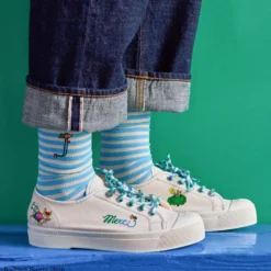 Merci x Richard Scarry - Chaussettes Lowly Worm - Rayures bleues