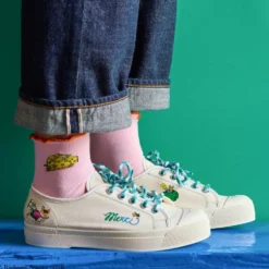 Merci x Richard Scarry - Chaussettes Voiture fromage - Rose