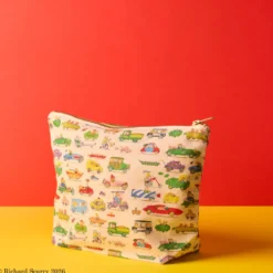 Merci x Richard Scarry - Pochette en coton Cars - Écru