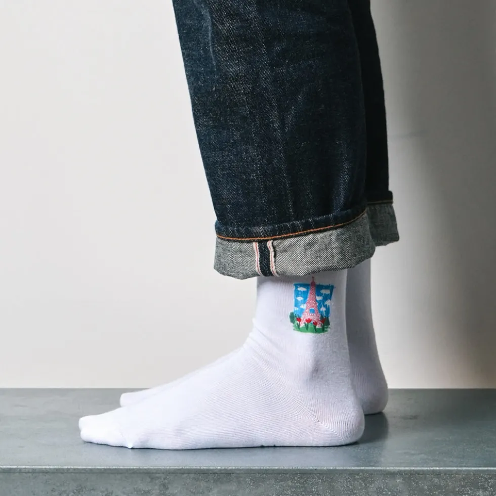Merci x Shia McShia - Chaussettes Tour Eiffel & Merci