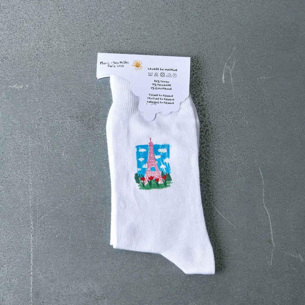 Merci x Shia McShia - Chaussettes Tour Eiffel & Merci