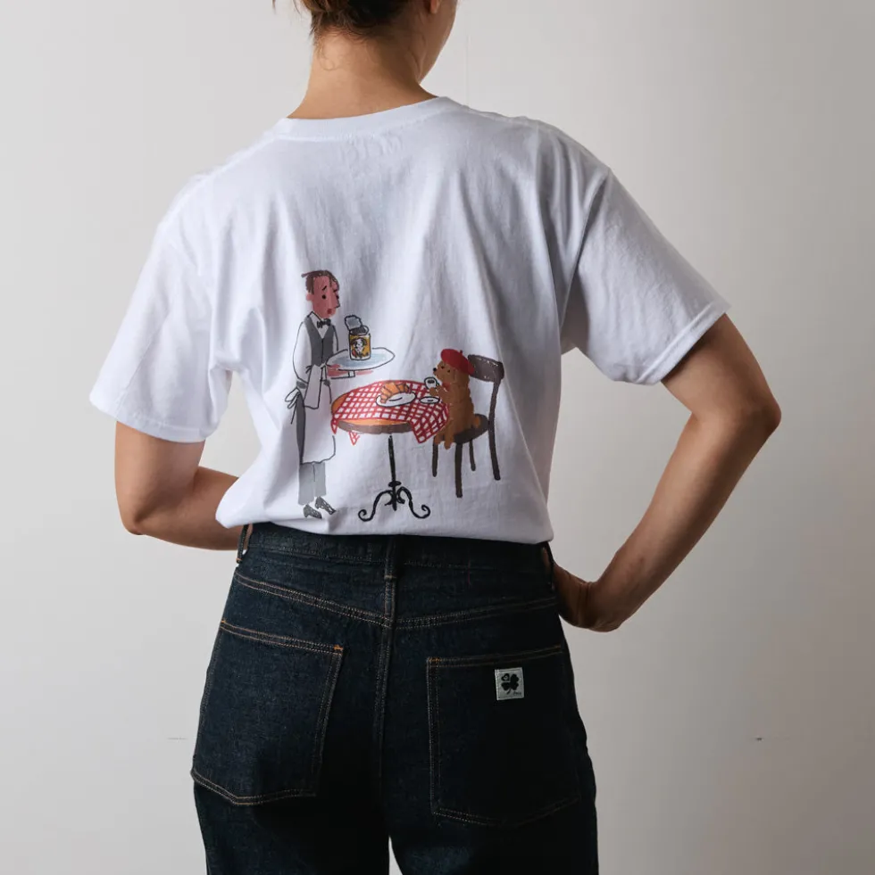 Merci x Shia McShia - T-Shirt Cafe Scene - Blanc