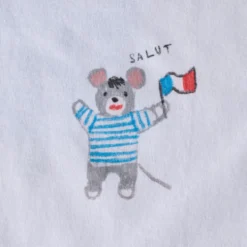 Merci x Shia McShia - T-Shirt Kids Mouse With A Flag - Blanc