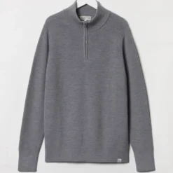 Merz b. Schwanen - Pullover Zip Merino - Gris