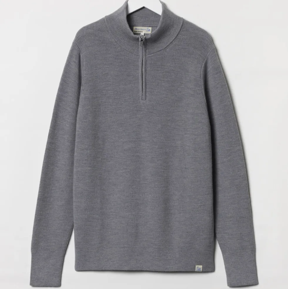Merz b. Schwanen - Pullover Zip Merino - Gris