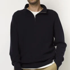 Merz b. Schwanen - Pullover Zip Merino - Marine