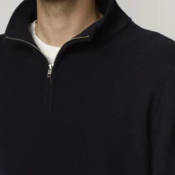 Merz b. Schwanen - Pullover Zip Merino - Marine