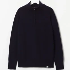 Merz b. Schwanen - Pullover Zip Merino - Marine