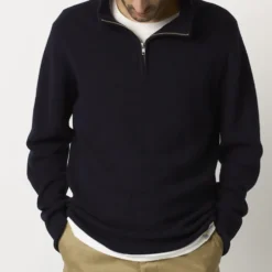 Merz b. Schwanen - Pullover Zip Merino - Marine