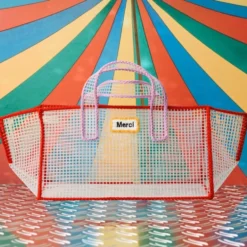 Mimi Salon x Merci - Sac Panier L - Rouge & Violet