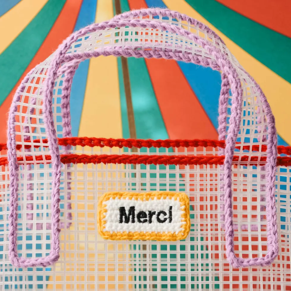 Mimi Salon x Merci - Sac Panier L - Rouge & Violet