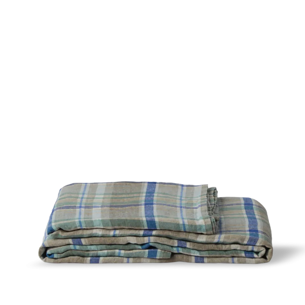 Nappe en lin lavé - Carreaux Bibliothèque