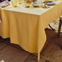 Nappe en lin lavé - Jaune Citronnade