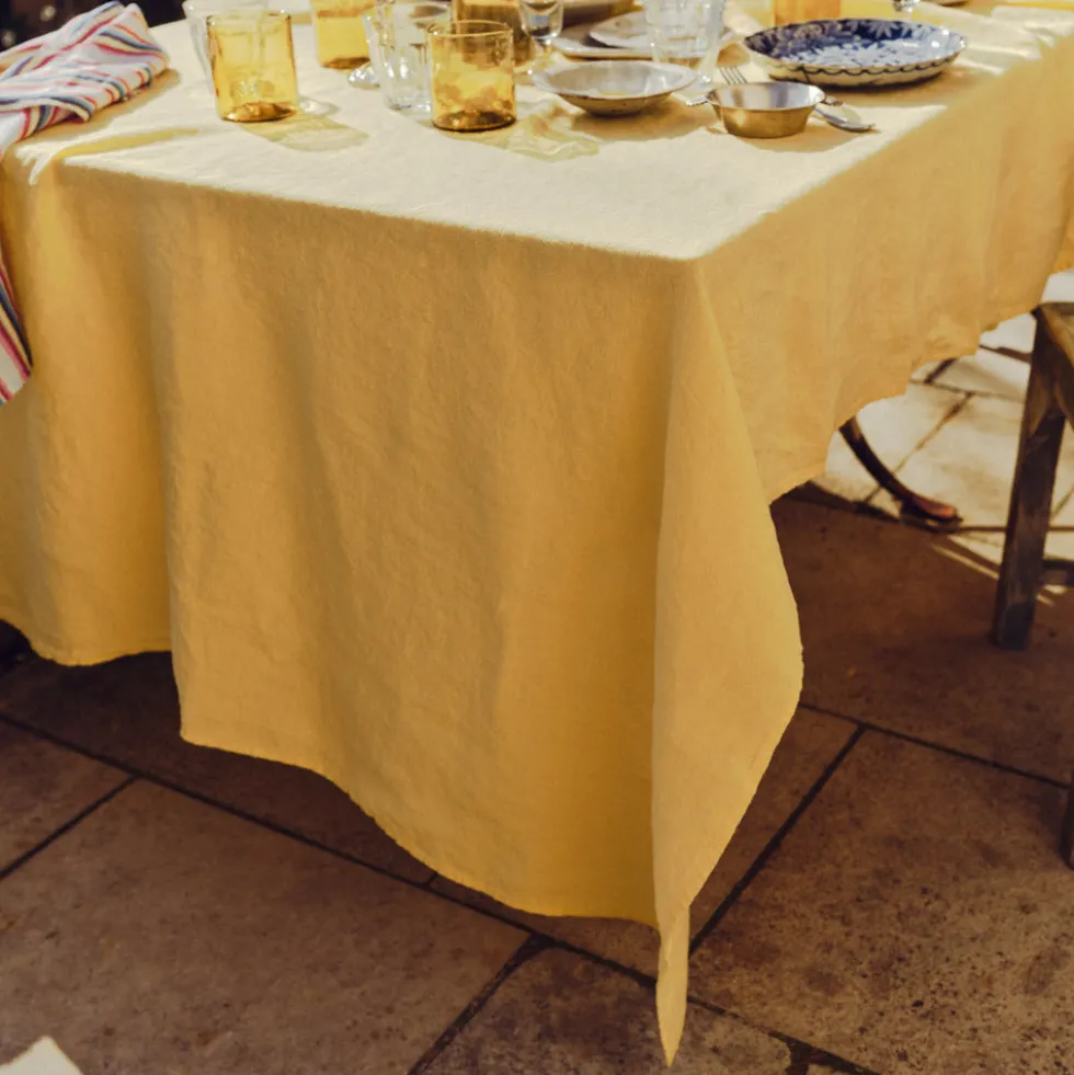 Nappe en lin lavé - Jaune Citronnade