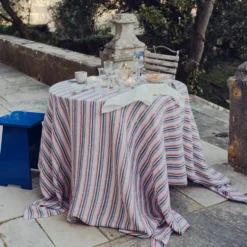 Nappe en lin lavé - Rayures Parasol