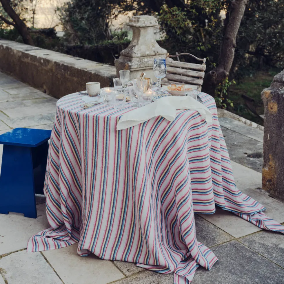 Nappe en lin lavé - Rayures Parasol